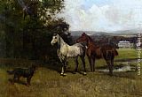John Emms The Colonels Horses and Collie painting